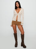 Open Your Heart Tie Detail Long Sleeve Top Cream
