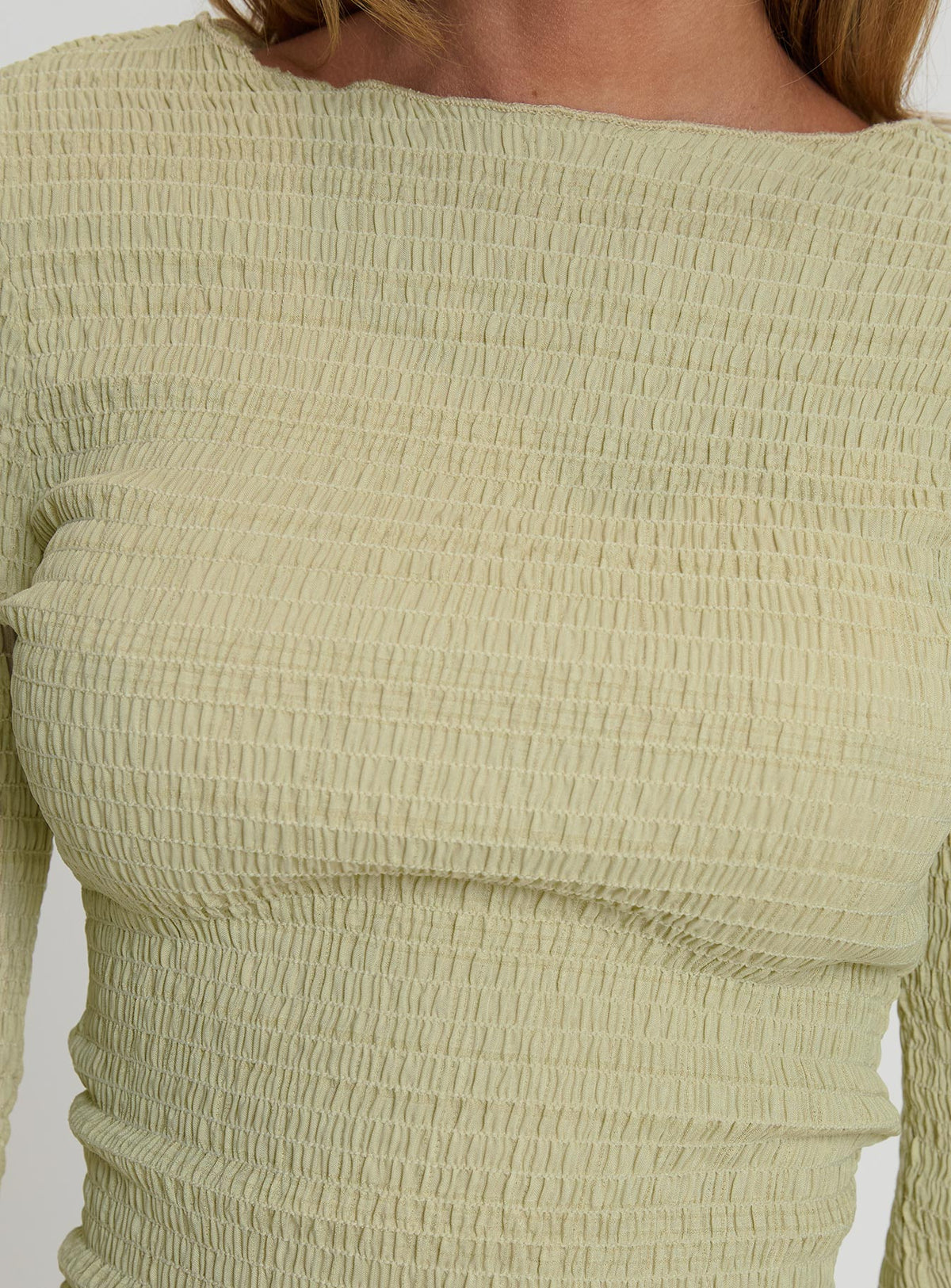 Murphey Ruched Long Sleeve Top Green