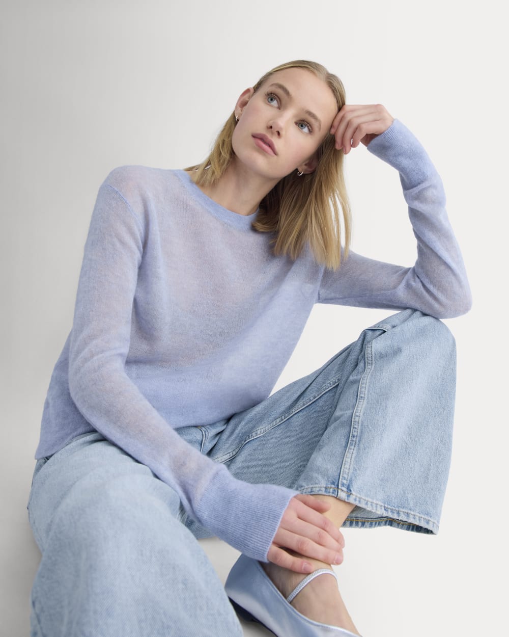 The Air Alpaca? Relaxed Crew Top | Soft Blue
