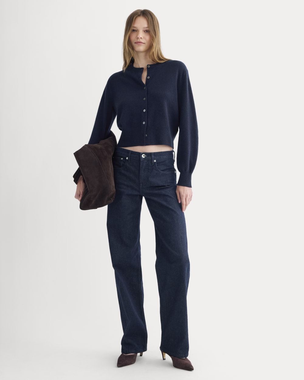 Cashmere Cropped Cardigan | Navy