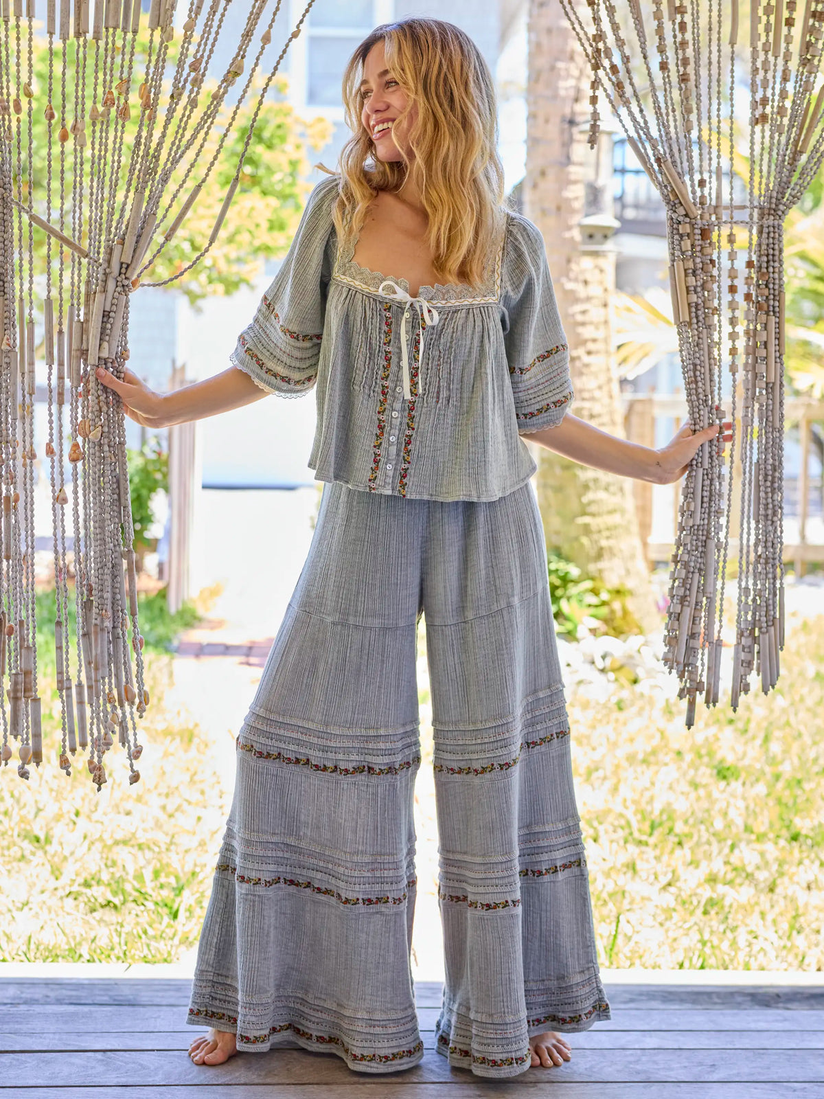 Prettiest Embroidered Cotton Lace Blouse - Light Grey