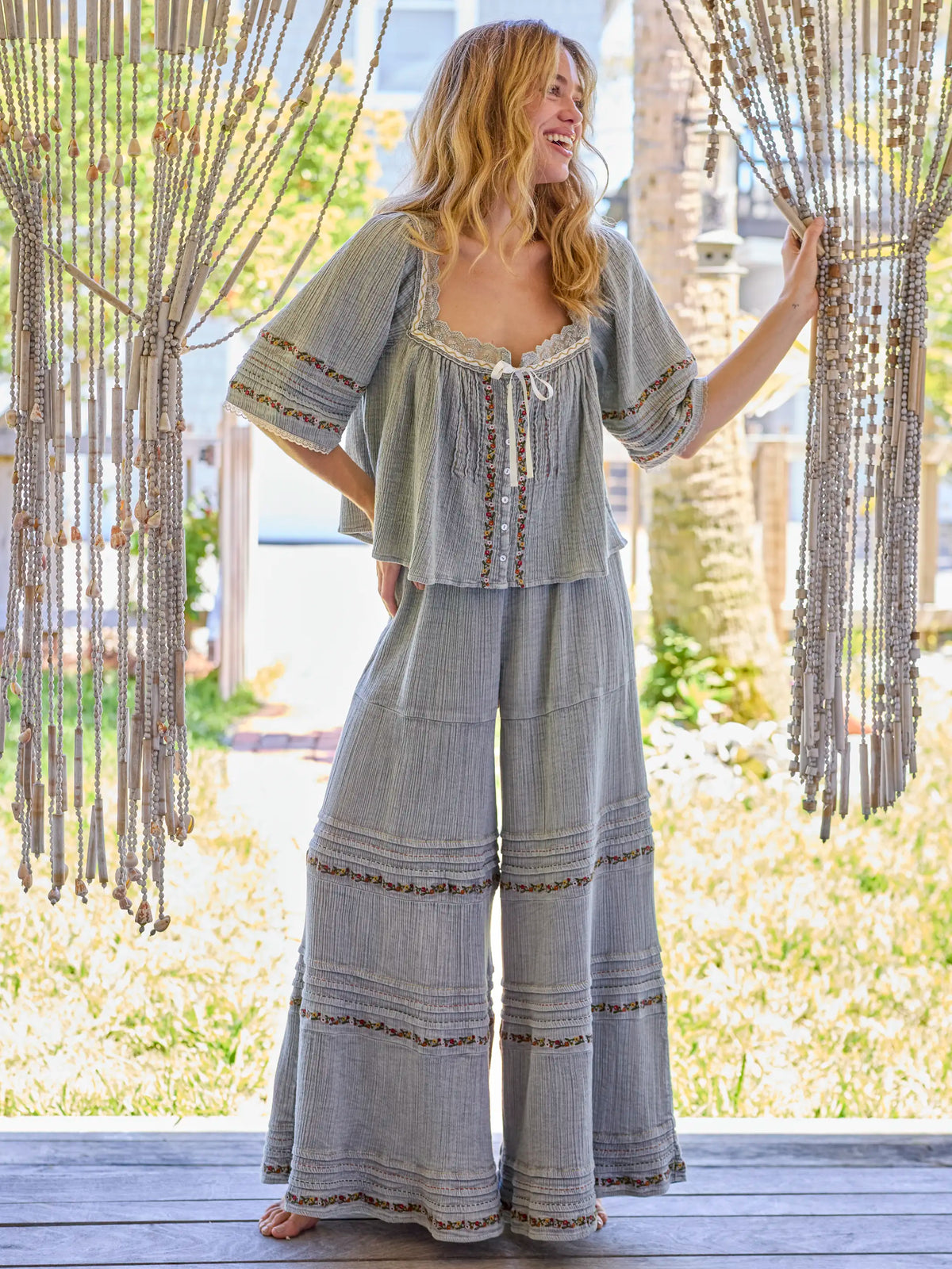 Prettiest Embroidered Cotton Lace Blouse - Light Grey