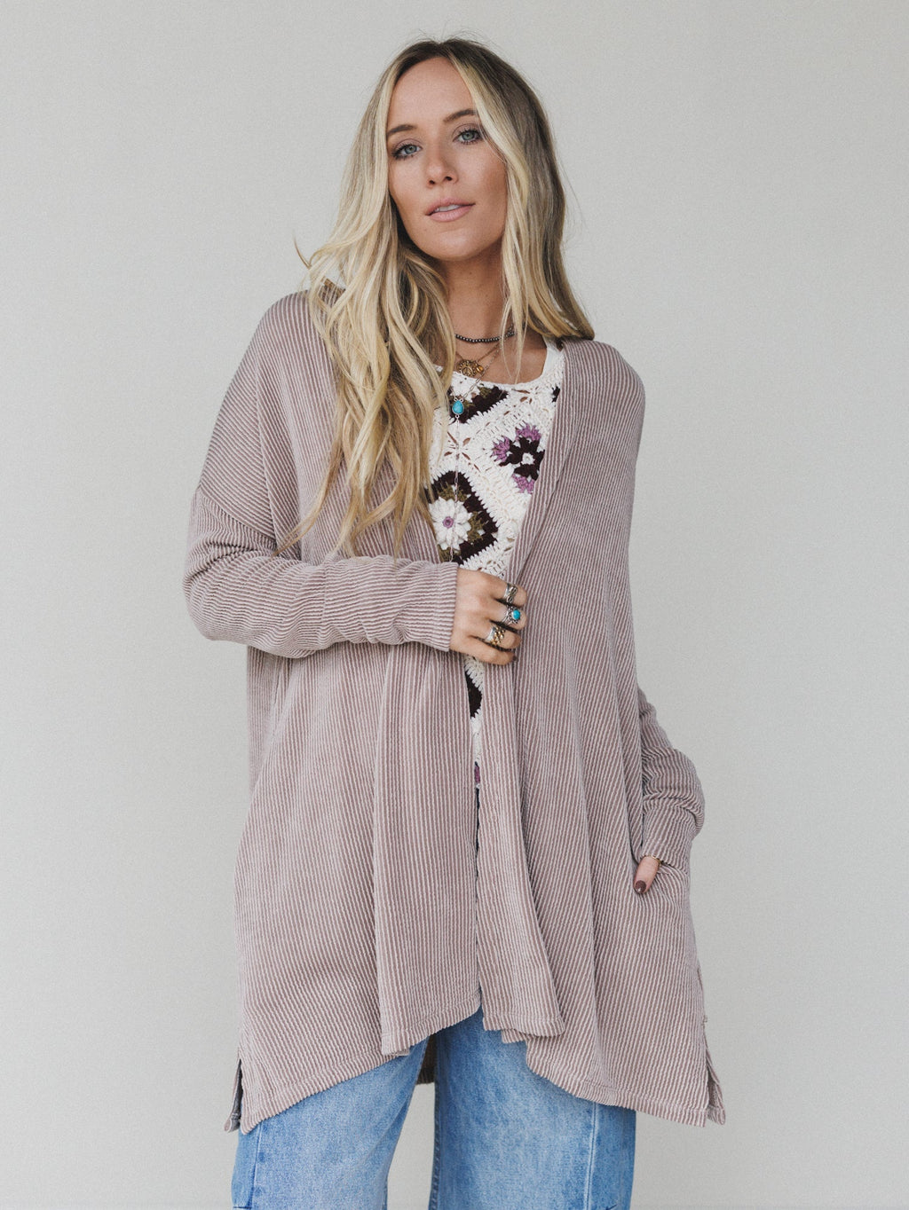 The Nest Classic Layers Cardigan - Acorn