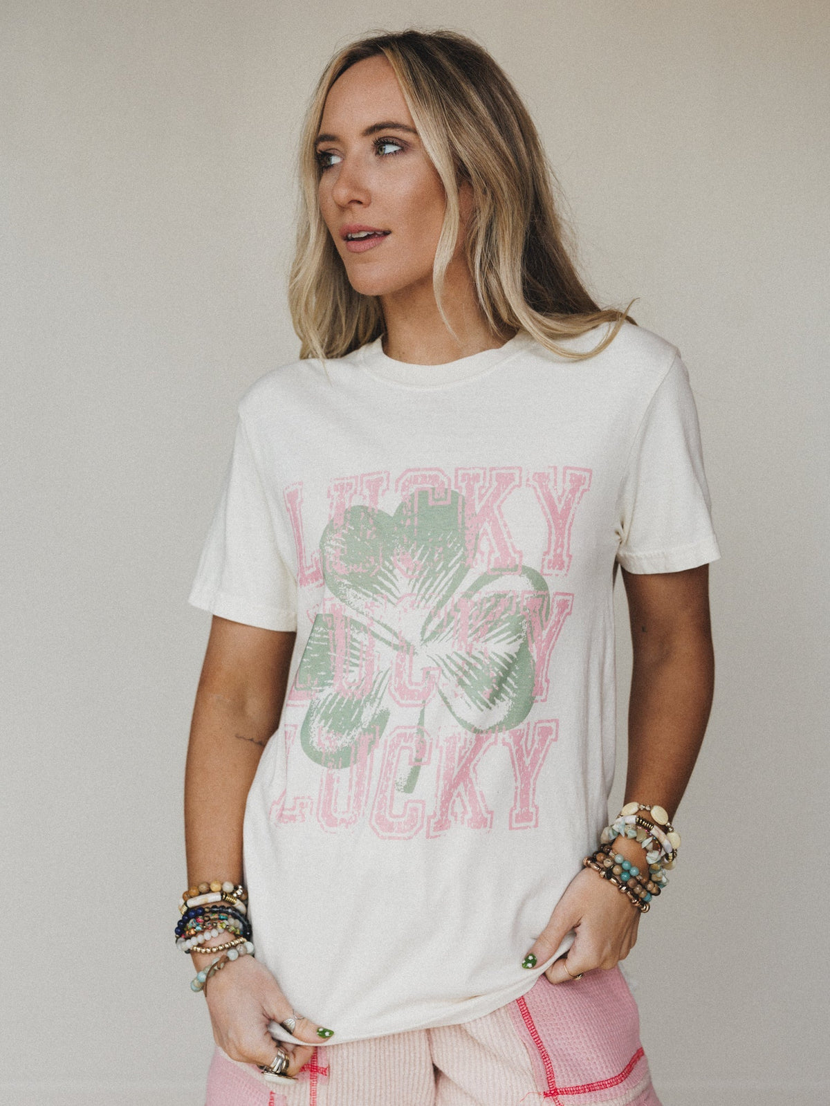 The Nest Happy Go Lucky Graphic Tee - Ivory