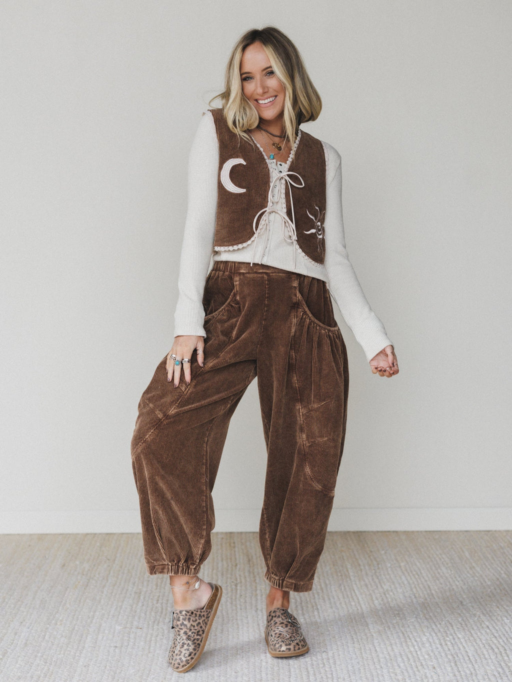 The Nest Nora Corduroy Vest Top - Brown