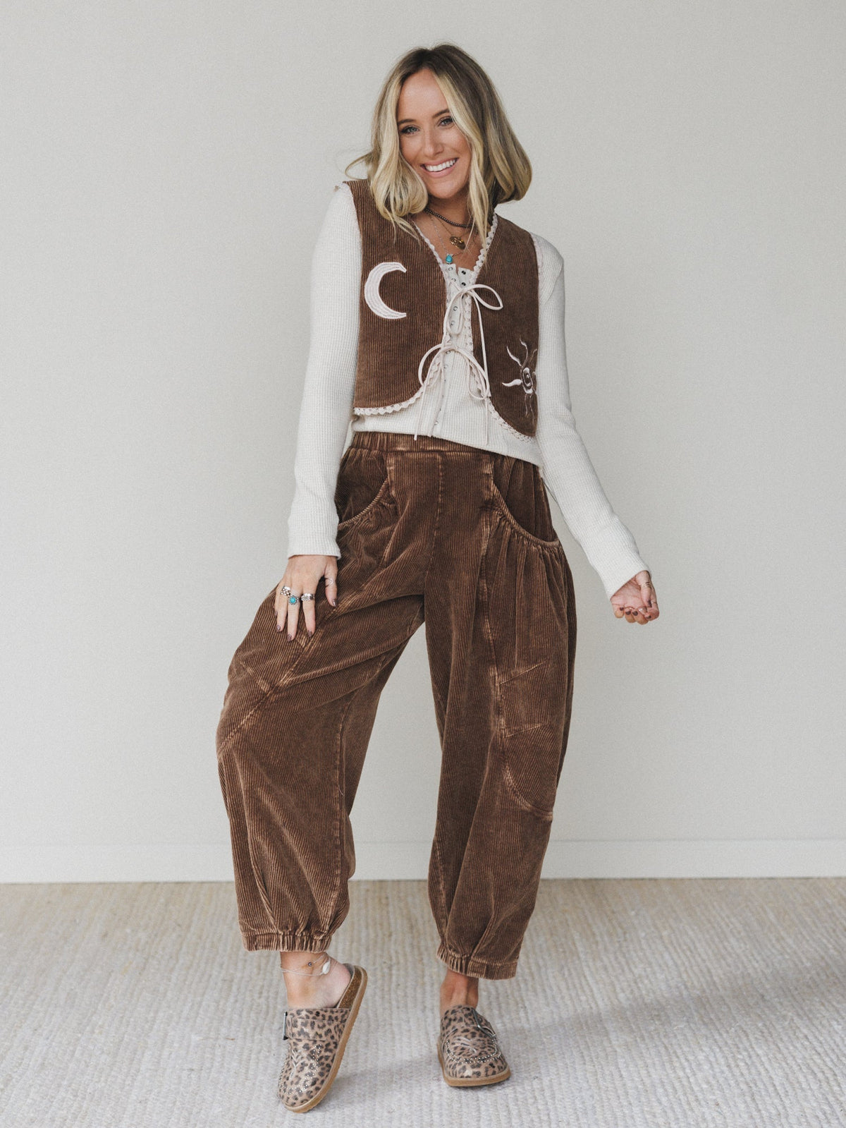 The Nest Nora Corduroy Vest Top - Brown