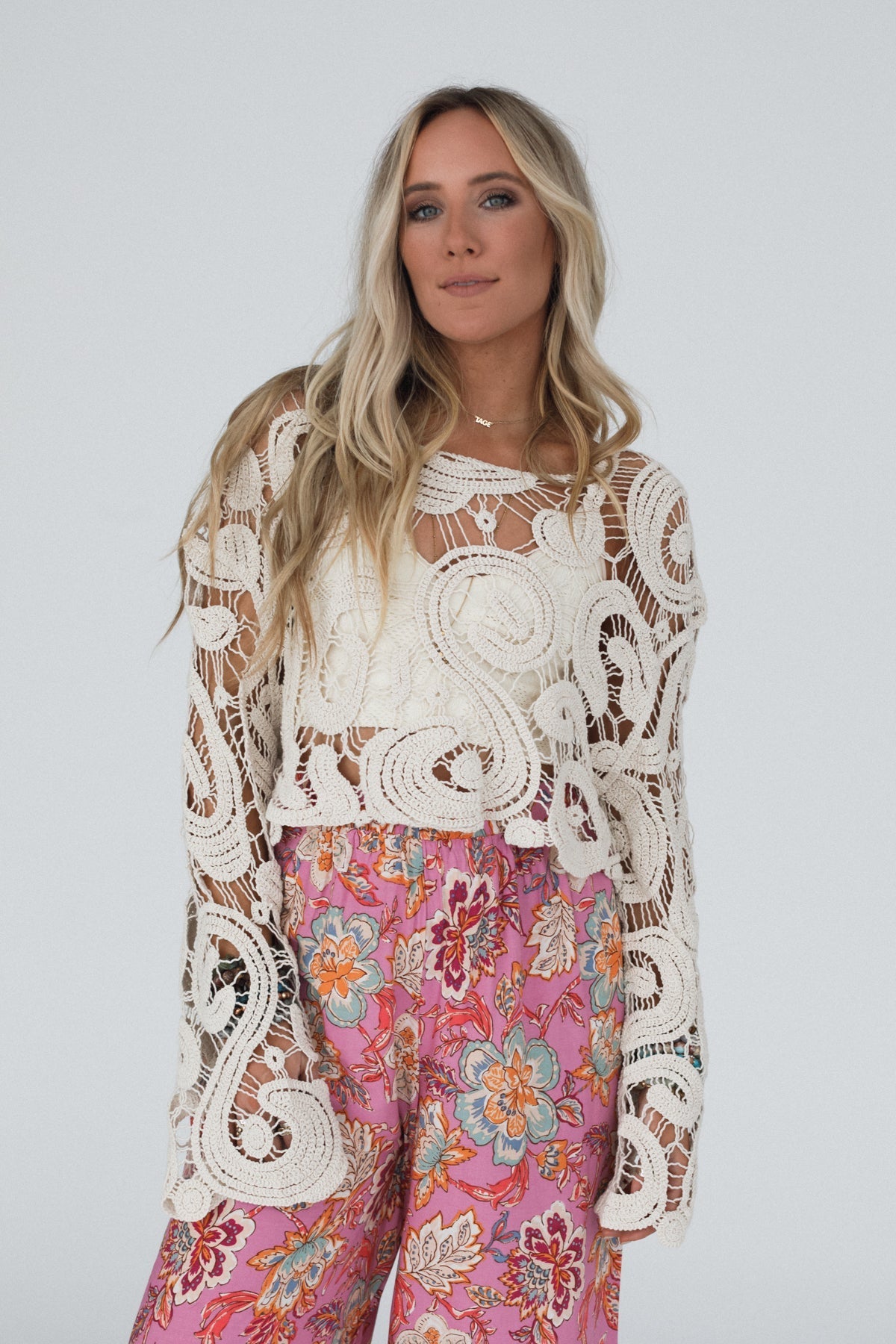 Juliet Crochet Top - Beige