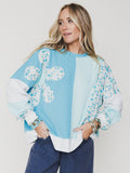 The Nest Pushing Daisies Pullover - Mint Aqua