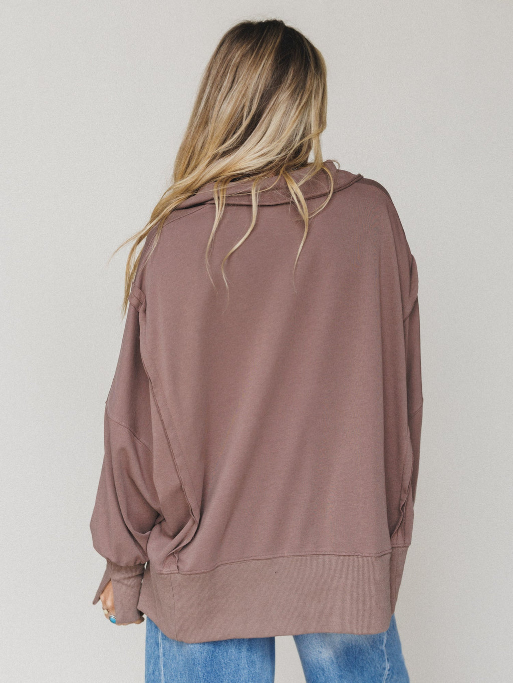 Candace Oversized Collar Sweatshirt - Mocha