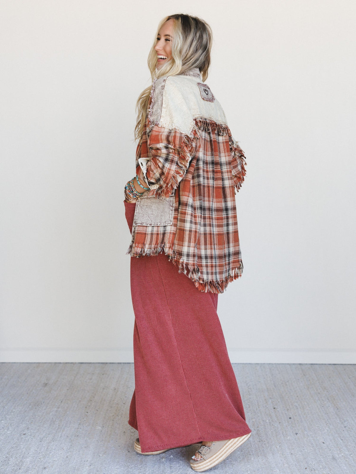 Moonlit Plaid Top - Brown