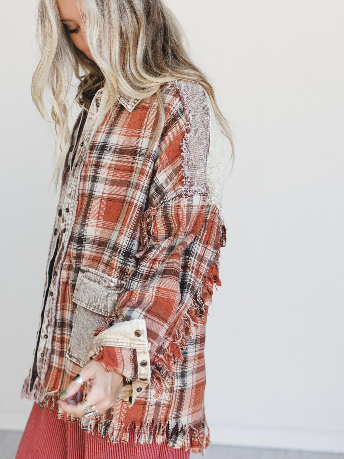 Moonlit Plaid Top - Brown