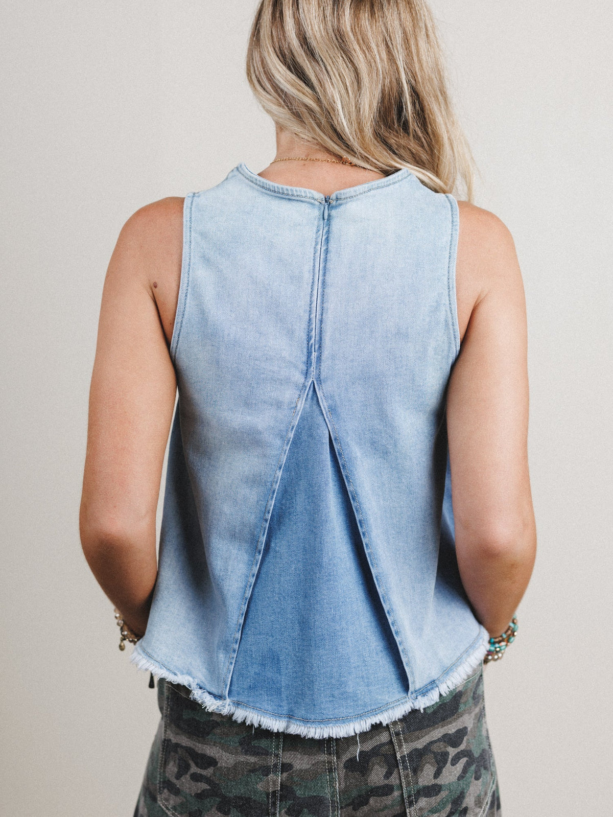 Western Luxe Denim Top - Blue