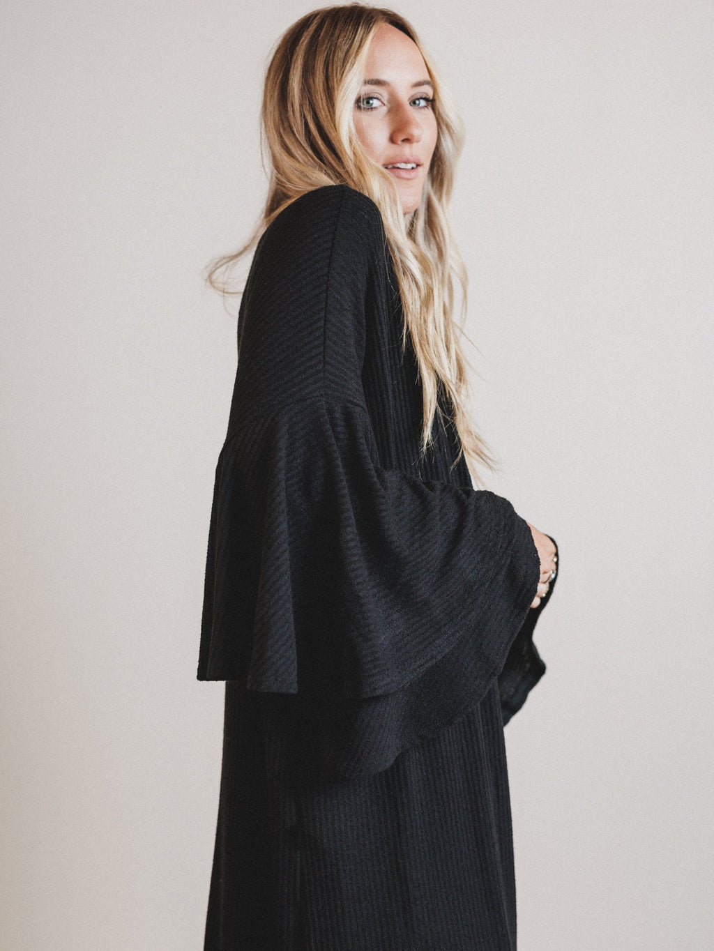 The Nest Radiant Ruffles Duster Cardigan - Black