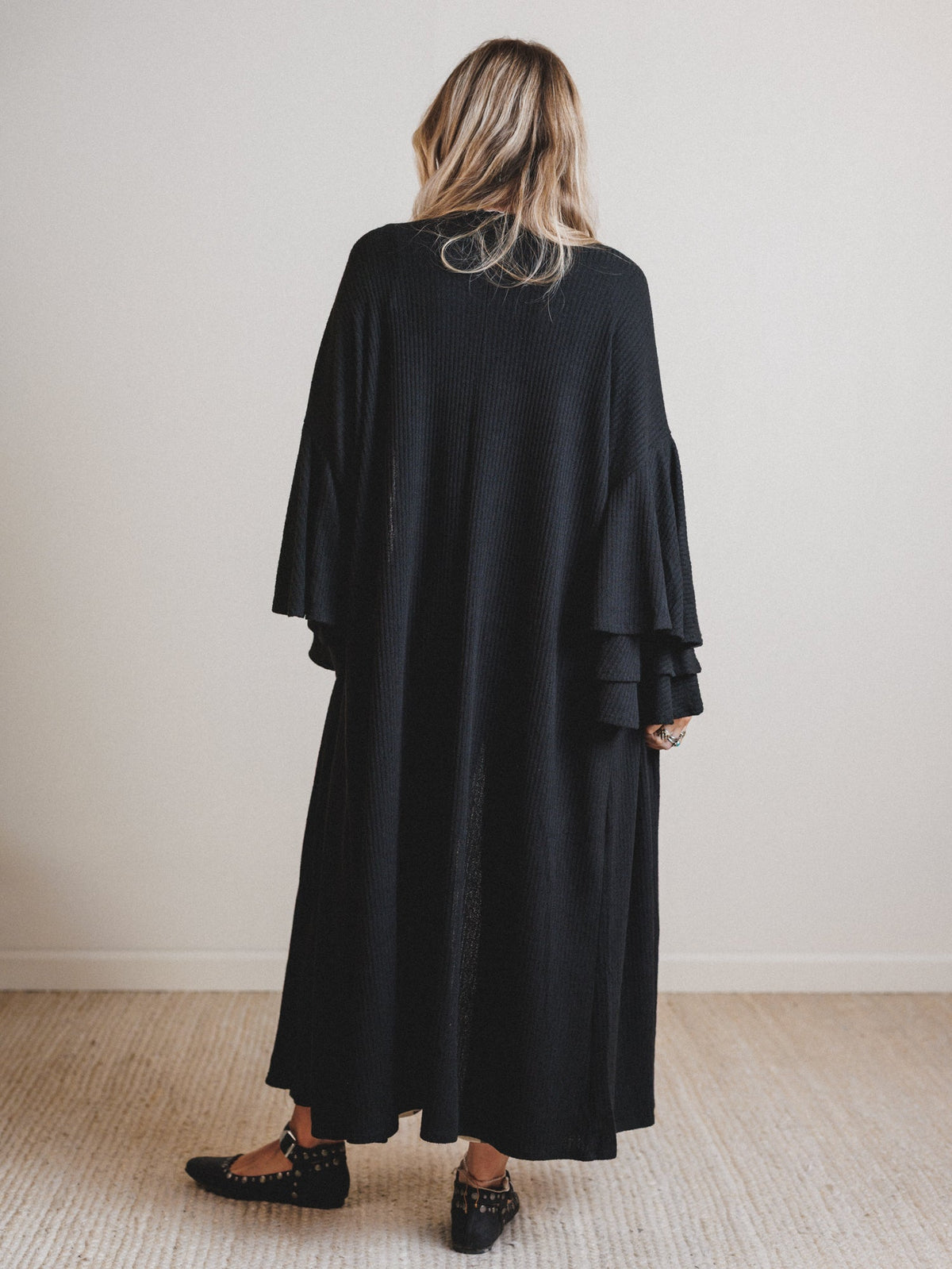 The Nest Radiant Ruffles Duster Cardigan - Black