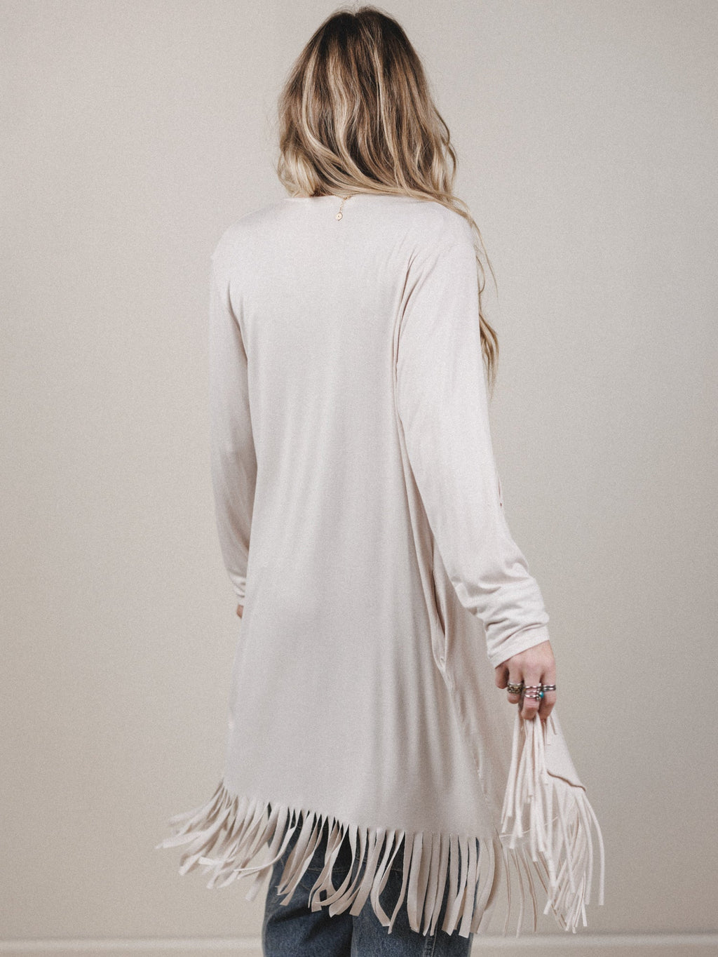 The Nest Showstopper Fringe Cardigan - Oat