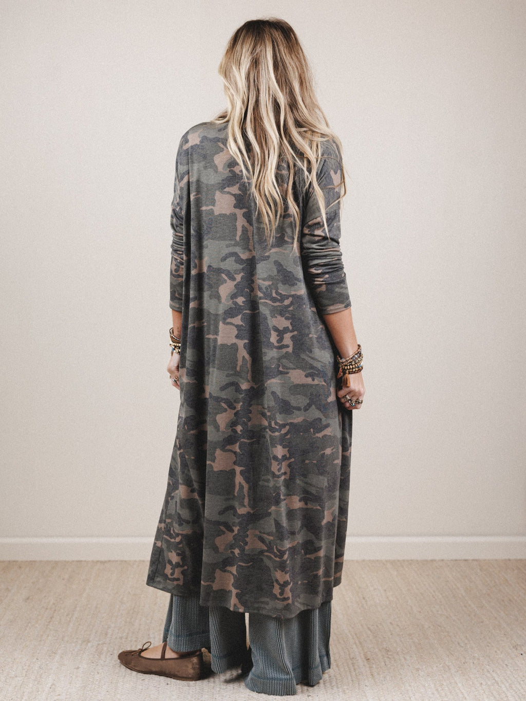 The Nest Essential Camo Cardigan - Olive Charcoal