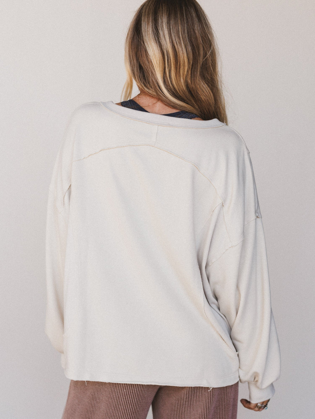 The Nest Karli Knit Pocket Top - Beige