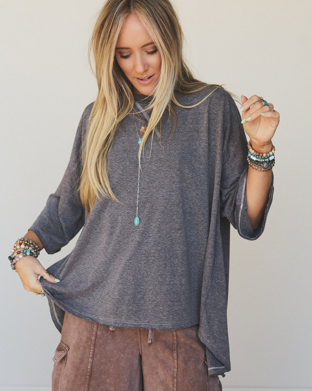 The Nest Callie Split Back Top - Black