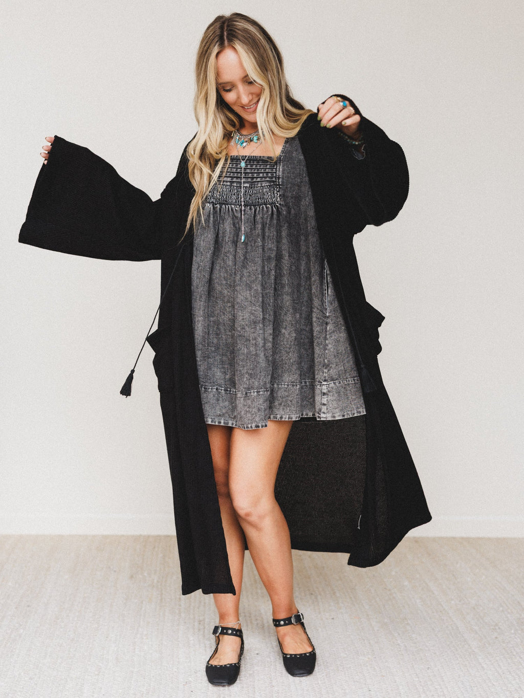 The Nest Emma Lu Duster Cardigan - Black