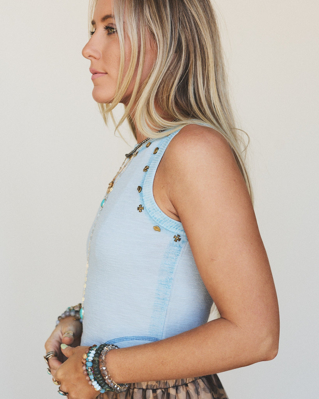 Venus Studded Tank - Powder Blue