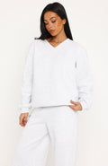 Give You A Break V Neck Oversized Sweater Grey Marle