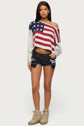 USA Off Shoulder Sweater